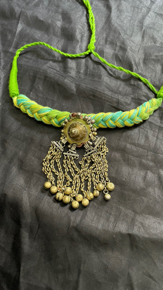 Green Ghungroo Vintage Necklace By Gamthi Fashion