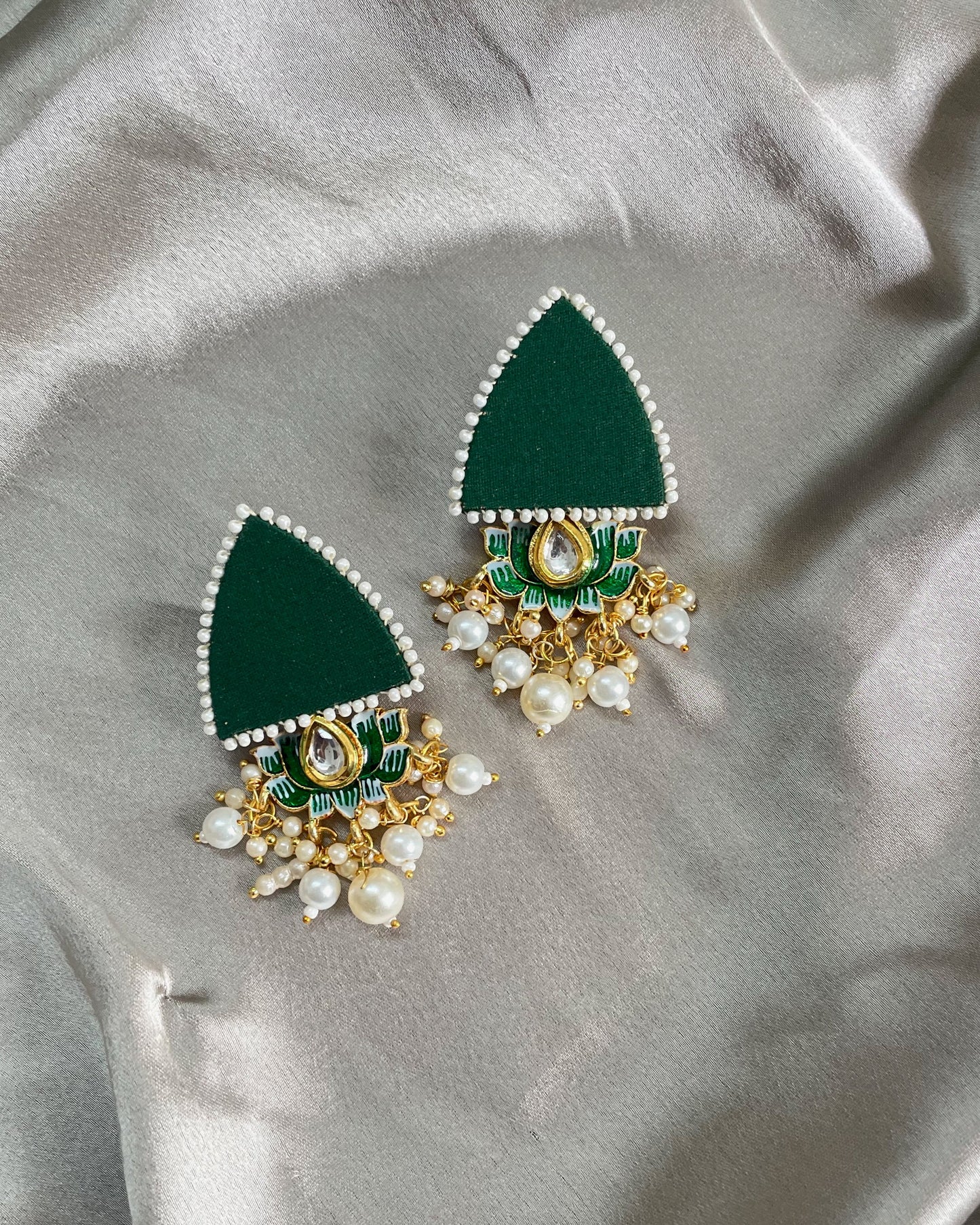 Green Lotus Earrings By Gamthi Fashion