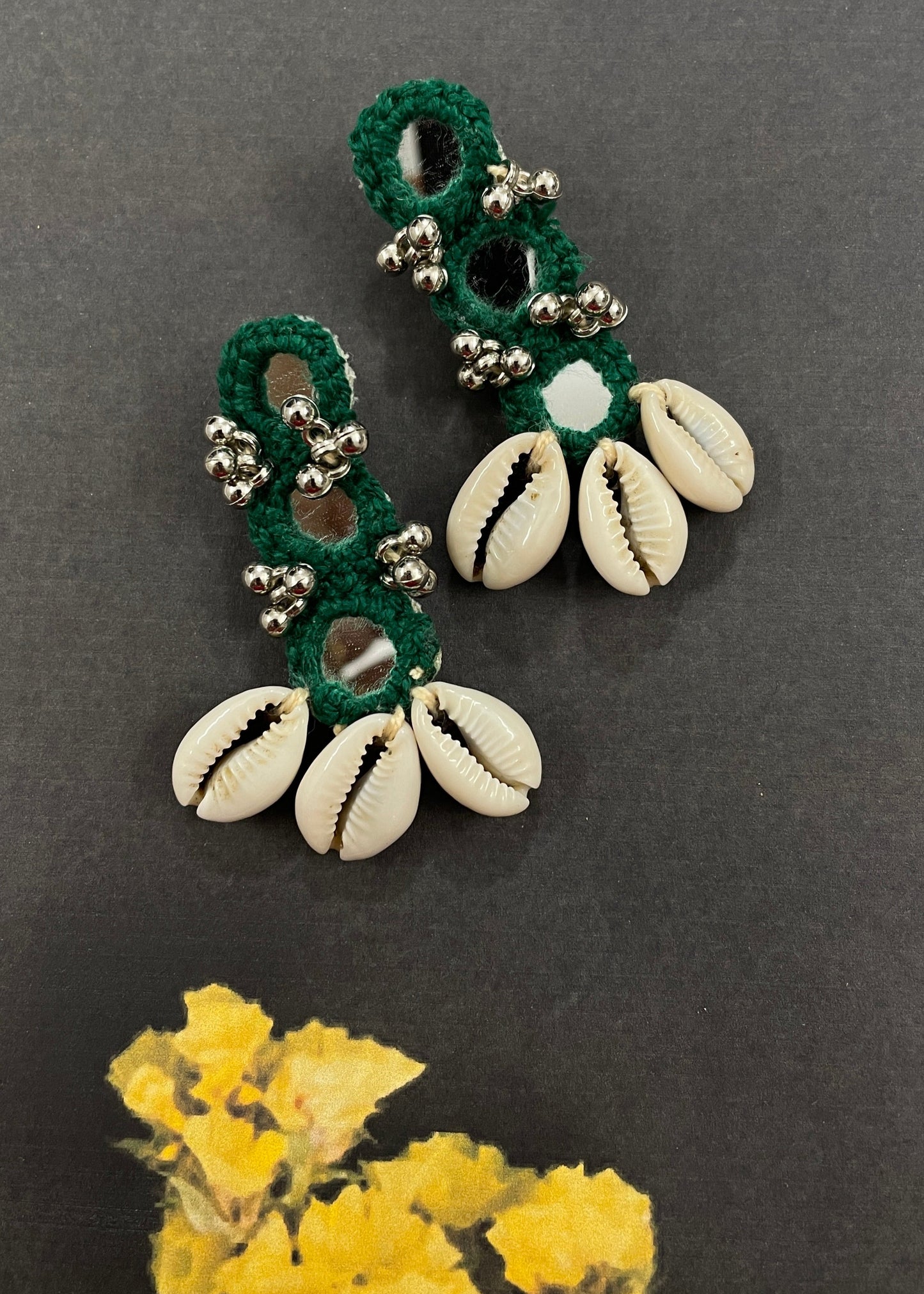 Green Mirror Work Earrings By Gamthi Fashion