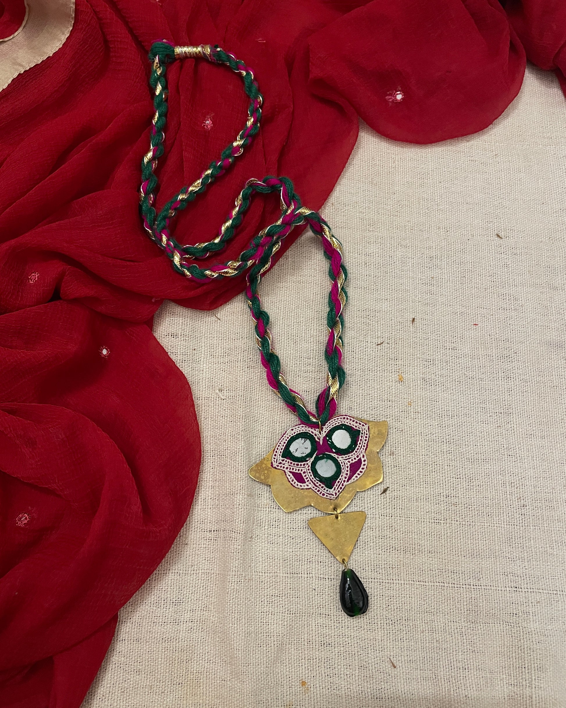 Green Padmika Brass Necklace By Gamthi Fashion