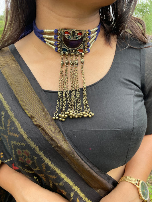 Blue Chandrikaa Brass Necklace