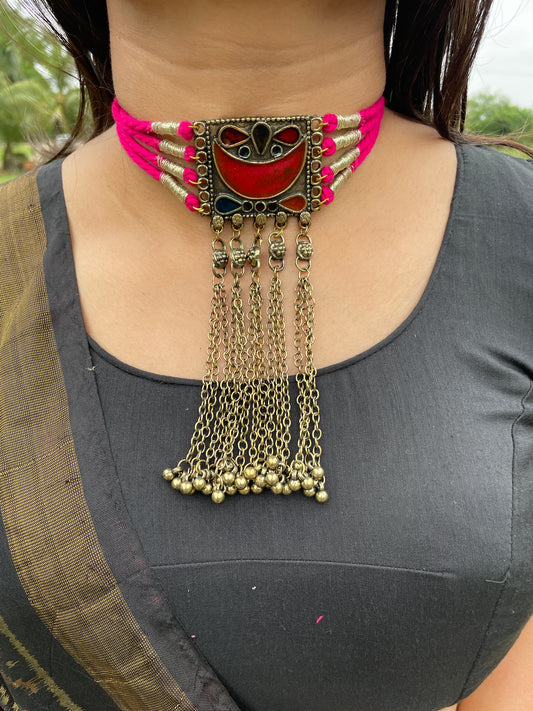 Pink Chandrikaa Brass Necklace