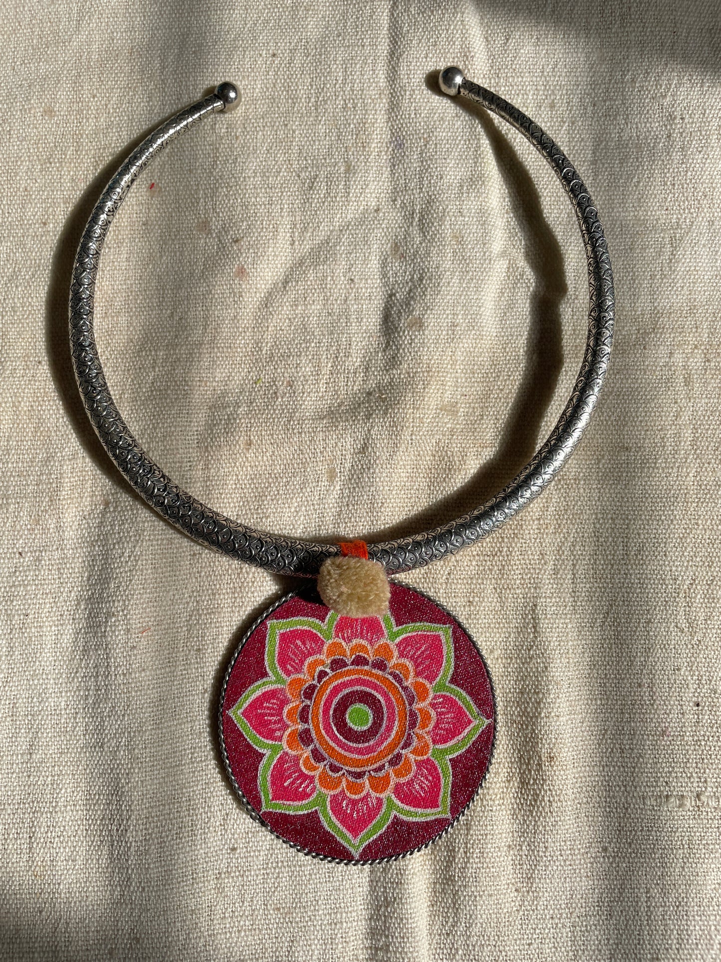 Pink Leaf Hand-Painted Necklace