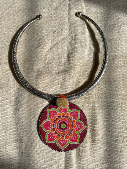 Pink Leaf Hand-Painted Necklace