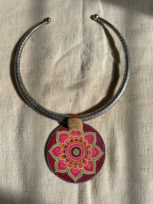 Pink Leaf Hand-Painted Necklace
