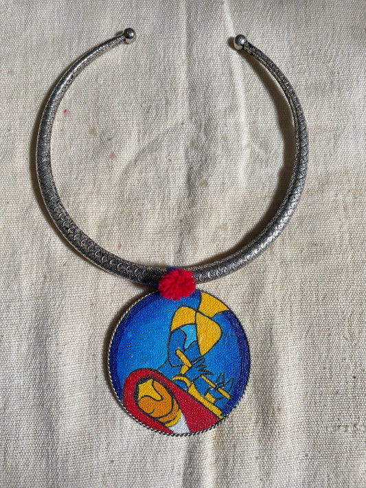 Radha Krishn Hand-Painted Necklace