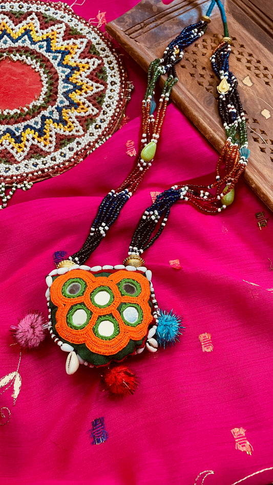Kesariyo Phulkari Vintage Necklace Gamthi Fashion 