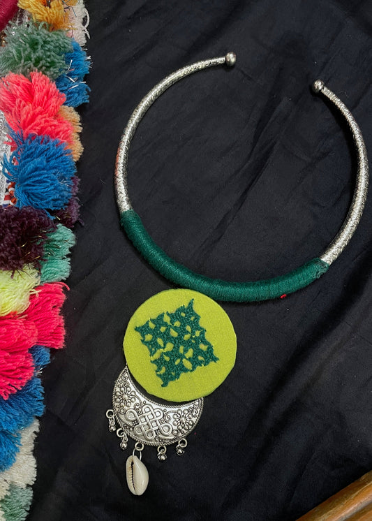 Light Green Kutchi Necklace By Gamthi Fashion