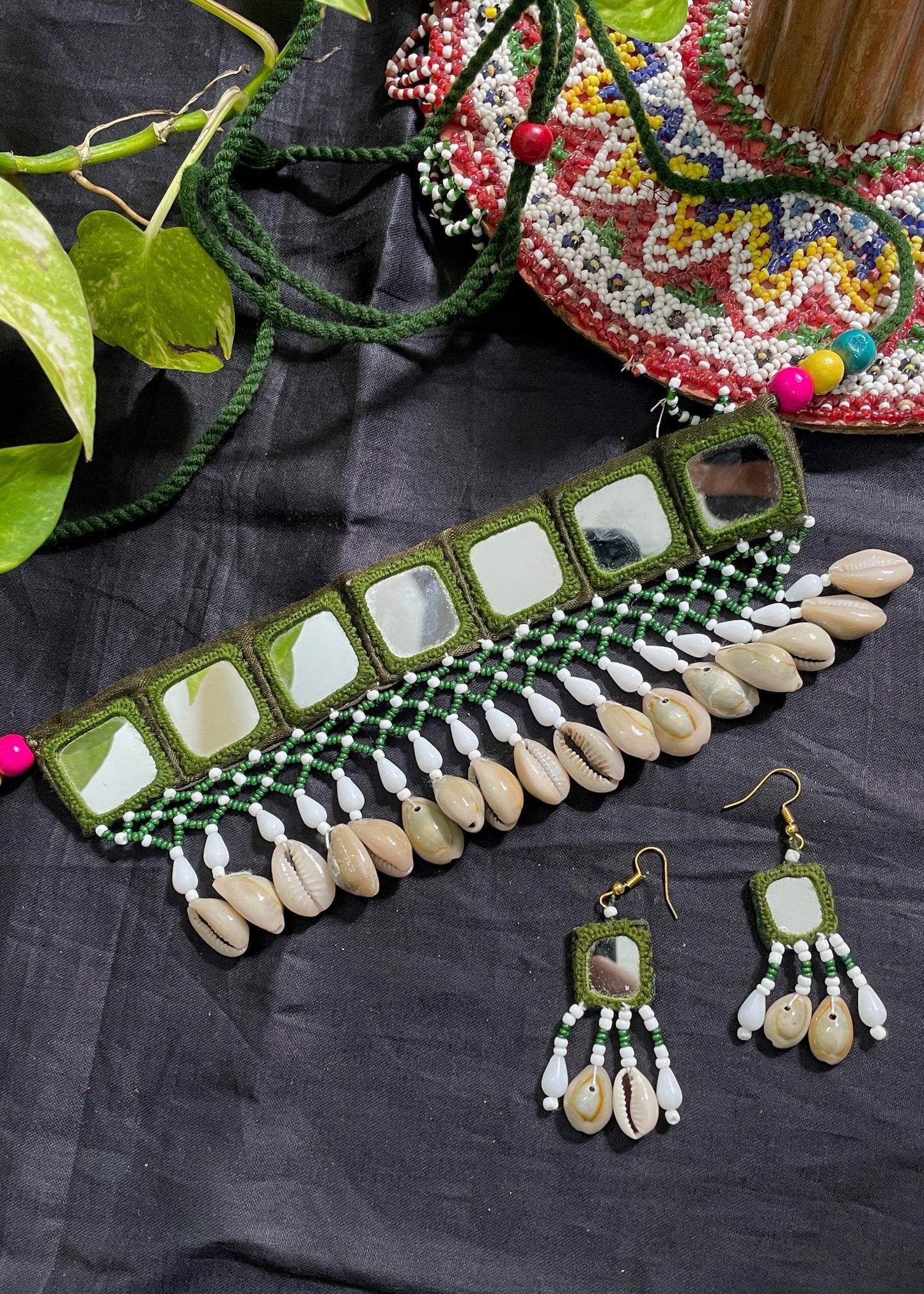 Mahendi Mirror Work Necklace By Gamthi Fashion