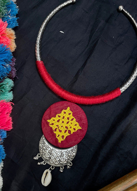 Maroon Kutchi Necklace By Gamthi Fashion