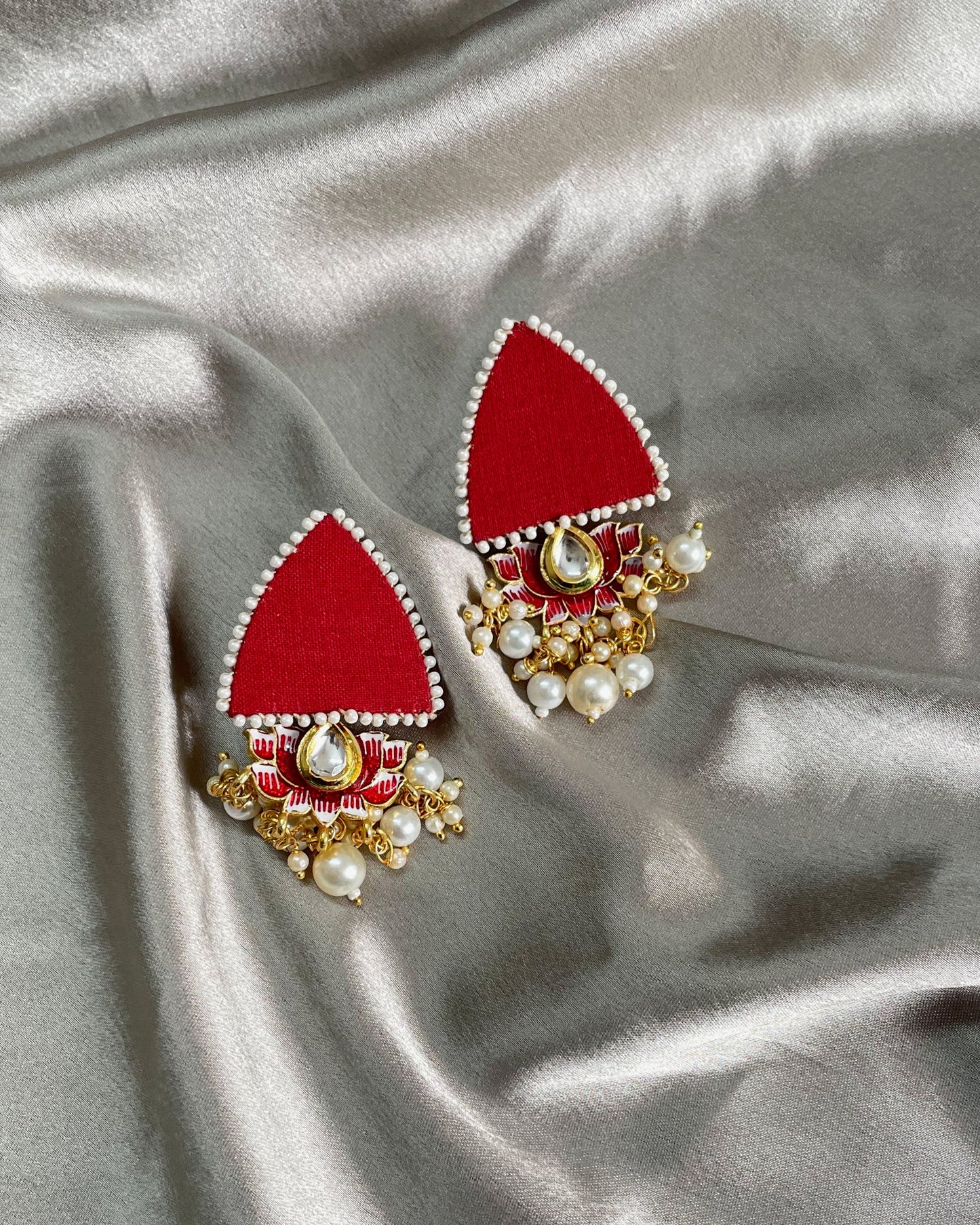 Maroon Lotus Earrings By Gamthi Fashion