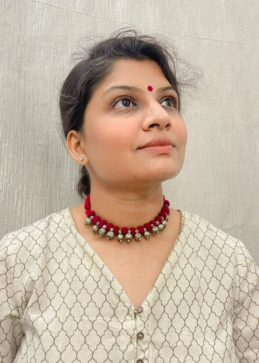 Maroon Rani Vintage Necklace By Gamthi Fashion