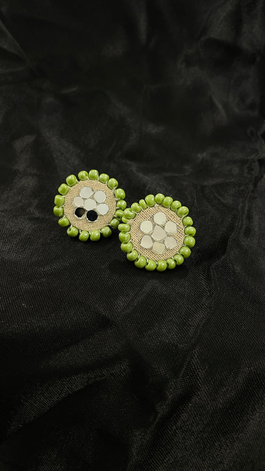 Mint Green Stud Handmade Earrings By Gamthi Fashion