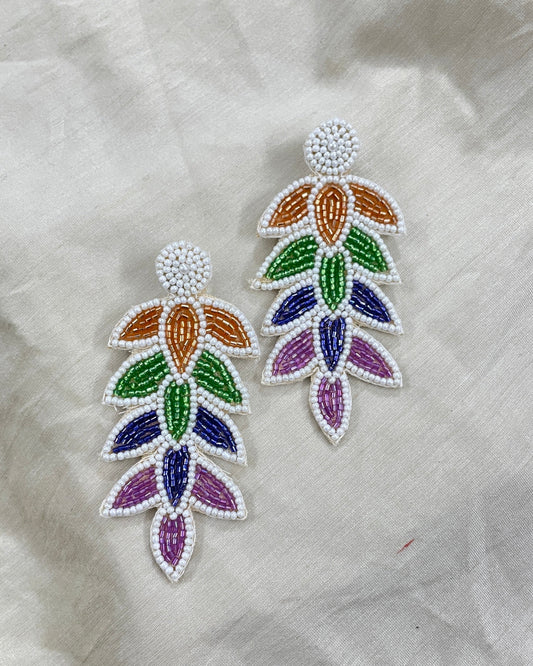 Multicolor Leaf Beaded Earrings By Gamthi Fashion