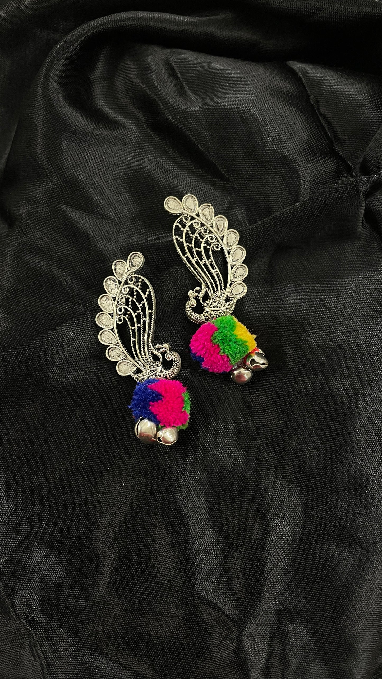 Multicolor Peacock Oxidize Earrings By Gamthi