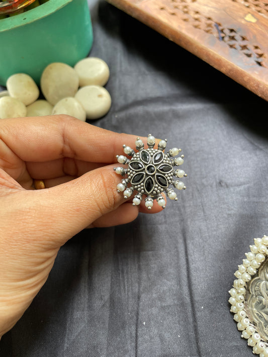 Noir Petal Ring By Gamthi Fashion