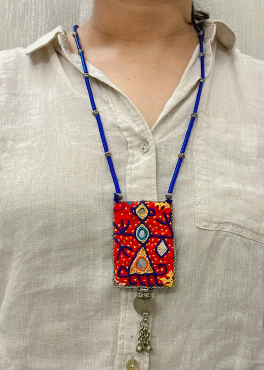 Orange pendant Vintage Necklace By Gamthi Fashion