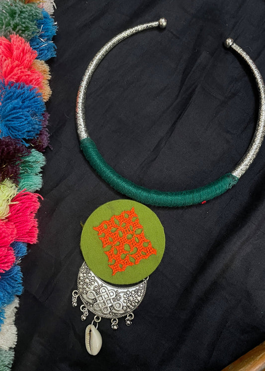 Parrot Green Kutchi Necklace By Gamthi Fashion