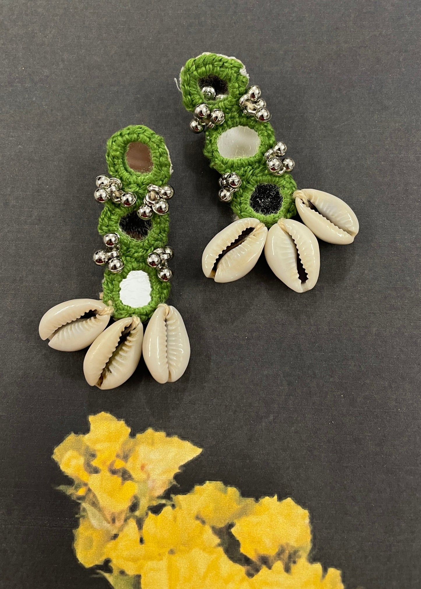 Parrot Green Mirror Work Earrings By Gamthi Fashion