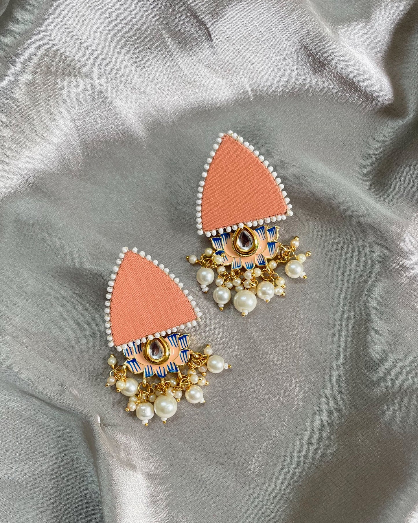 Peach Lotus Earrings By Gamthi Fashion