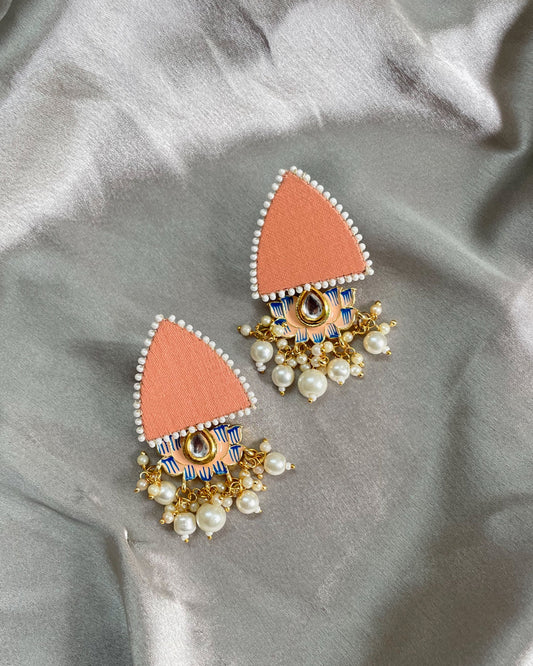 Peach Lotus Earrings By Gamthi Fashion