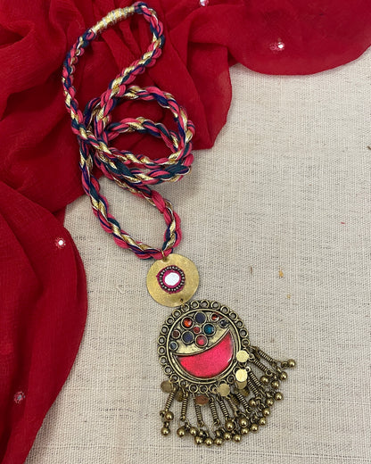 Peach Sunehriya Brass Necklace By Gamthi Fashion