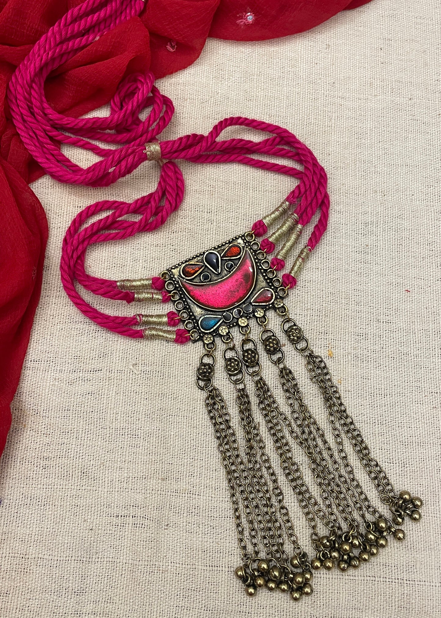 Pink Chandrikaa Brass Necklace By Gamthi Fashion