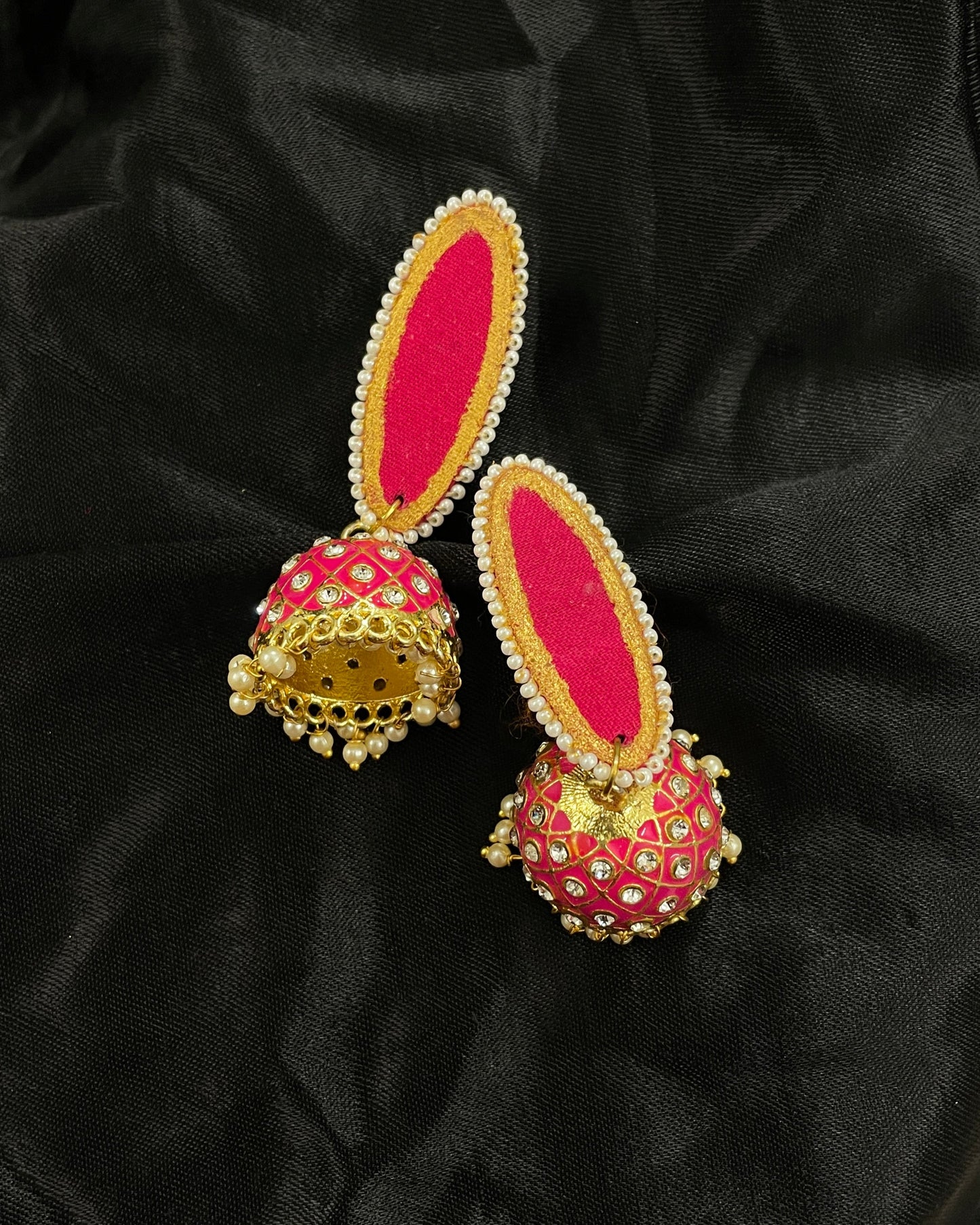 Pink Jhumka Earrings By Gamthi Fashion