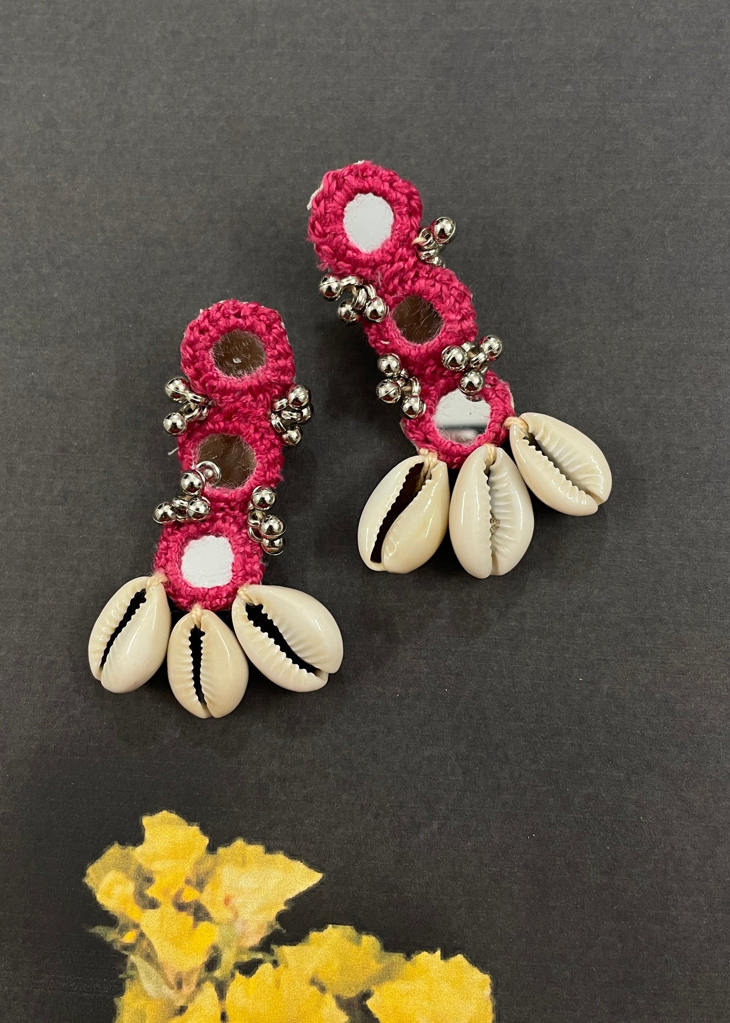 Pink Mirror Work Earrings By Gamthi Fashion