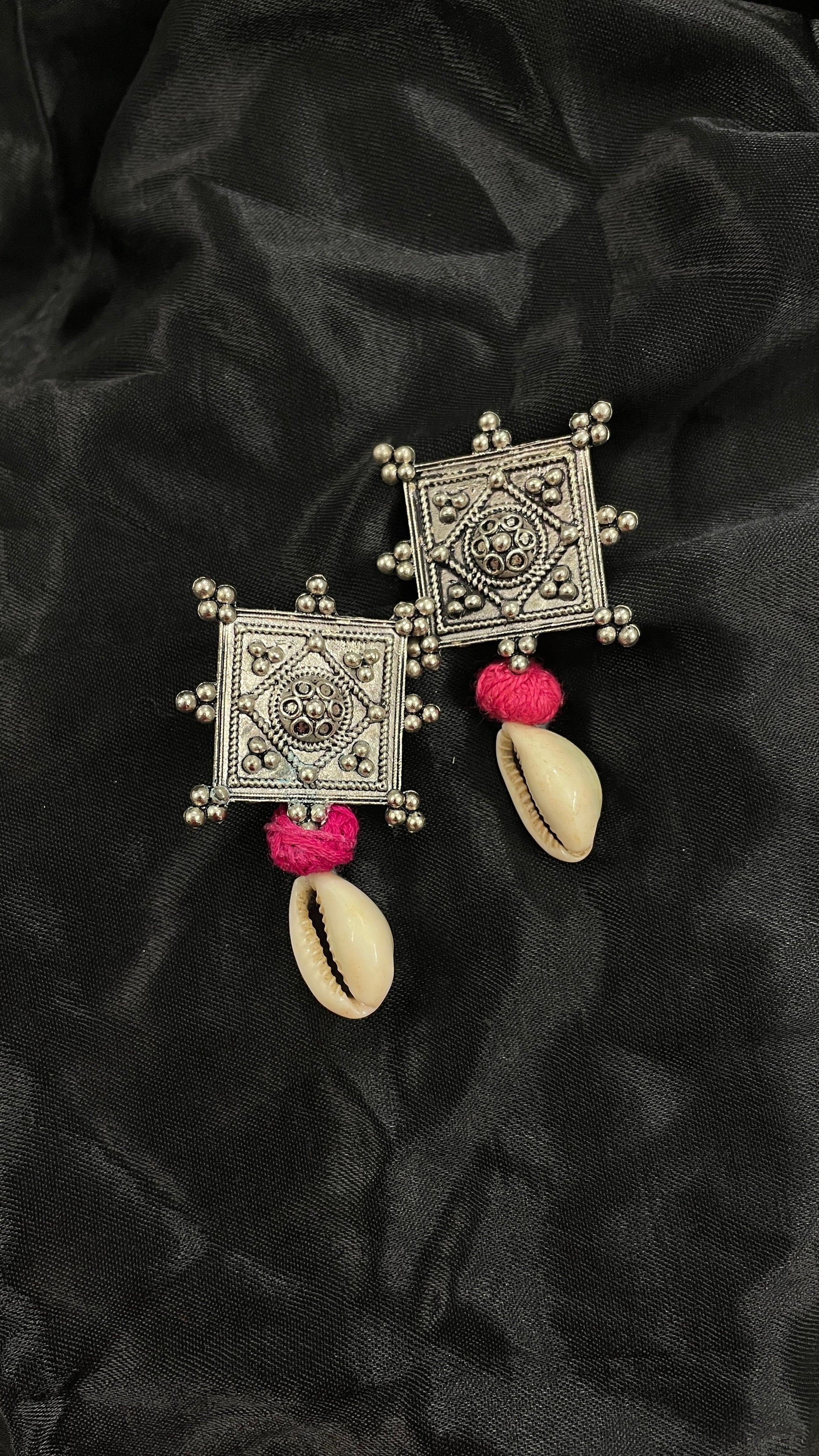 Pink Oxidize Earrings By Gamthi Fashion