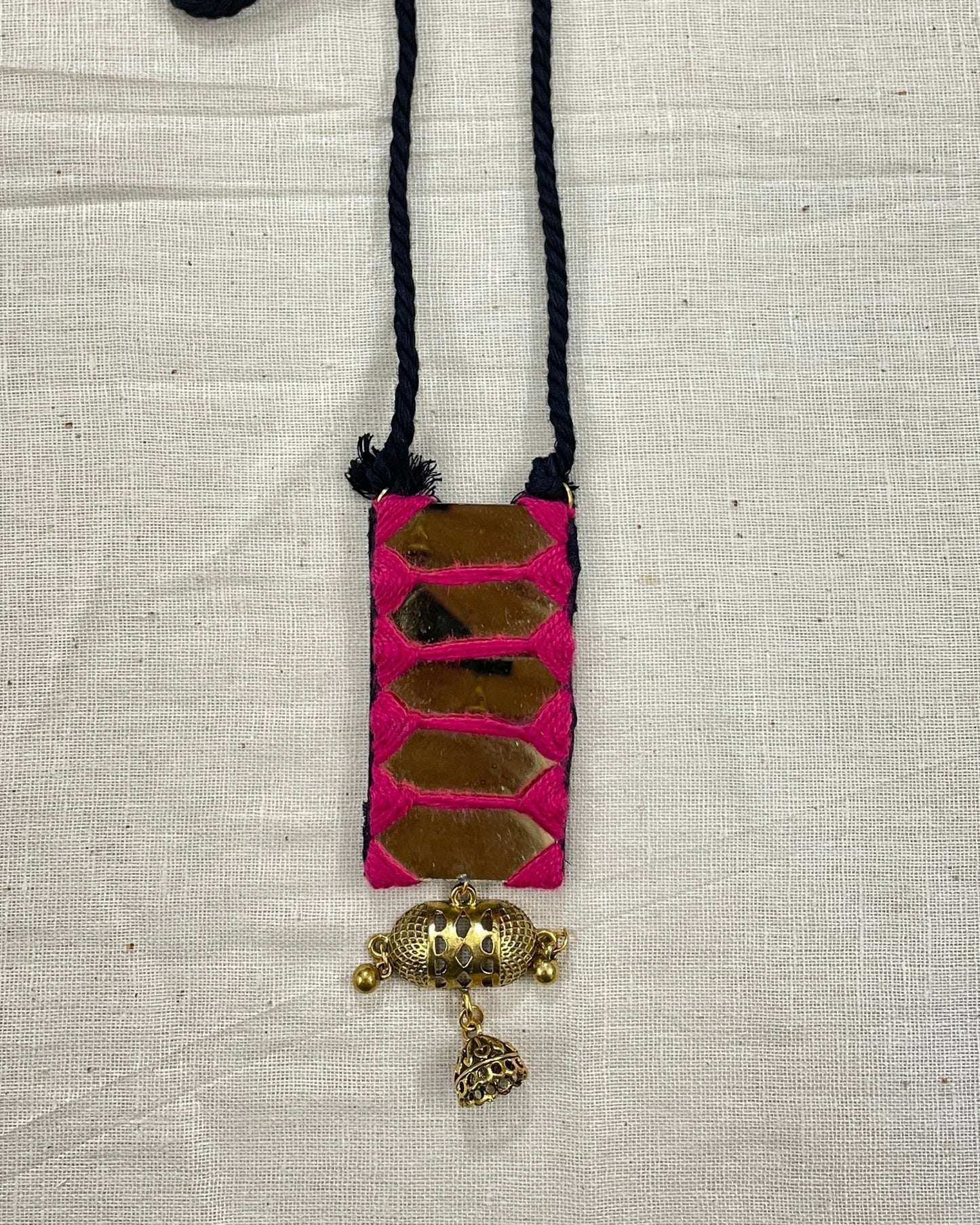 Pink Pendant Mirror Neckless By Gamthi Fashion