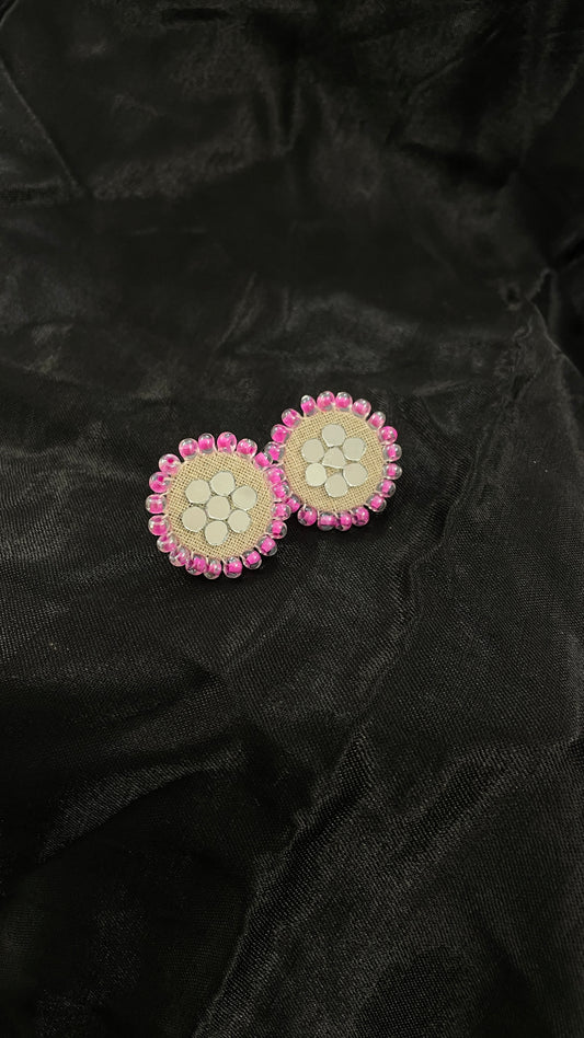 Pink Petal Stud Handmade Earrings By Gamthi Fashion
