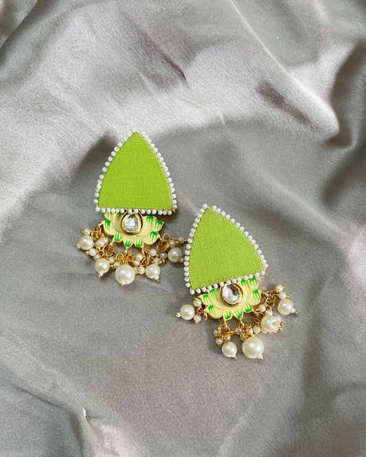 Pista Green Lotus Earrings By Gamthi Fashion