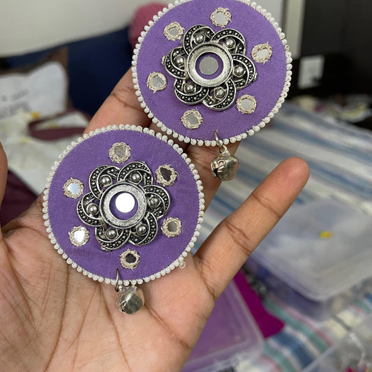 Purple Flower Hand Work vintage Earring By Gamthi Fashion