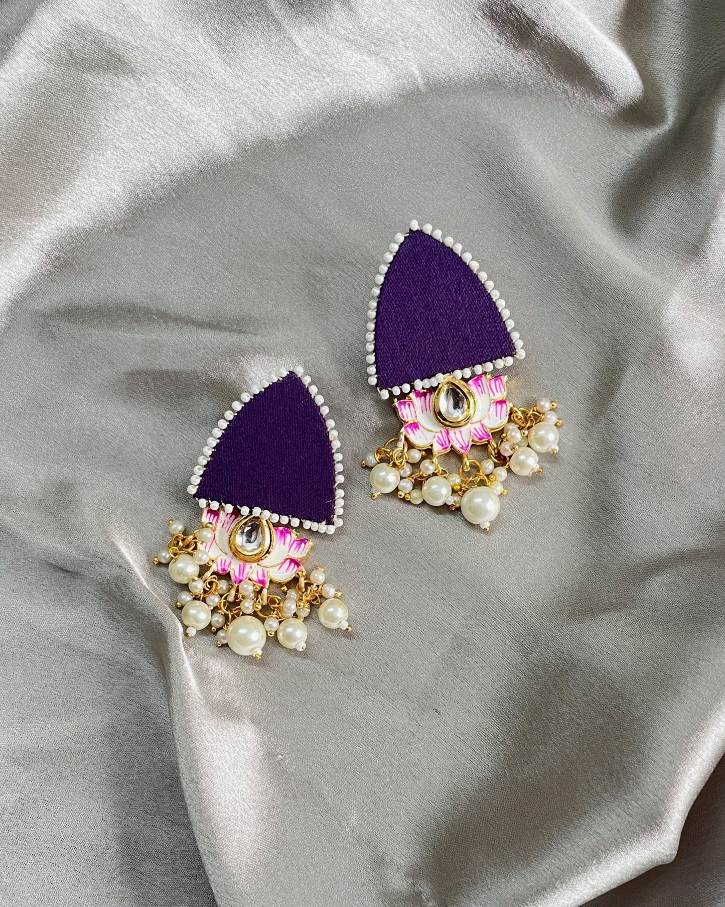 Purple Lotus Earrings By Gamthi Fashion
