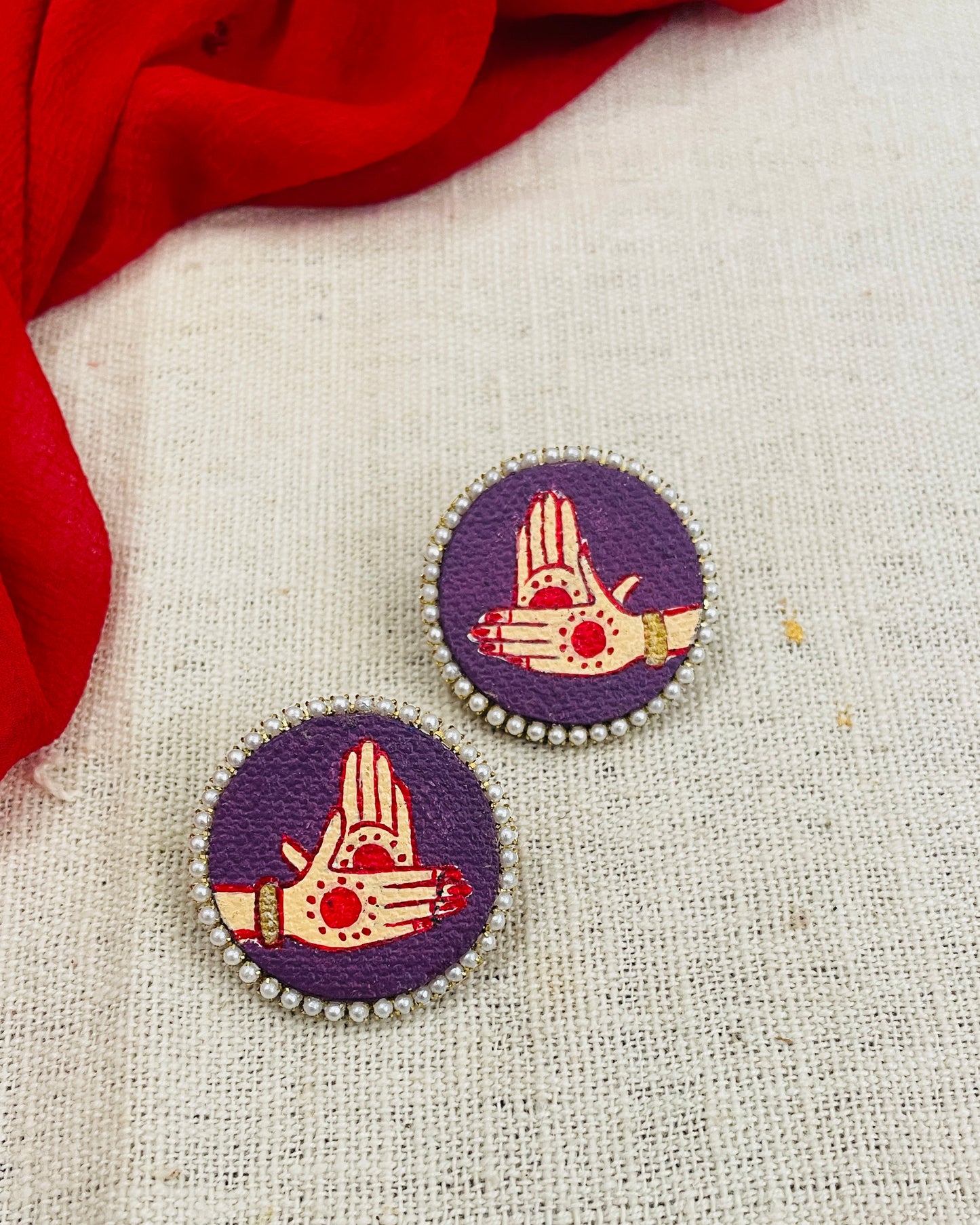 Purple Mudra Hand Painted Earring By Gamthi Fashion
