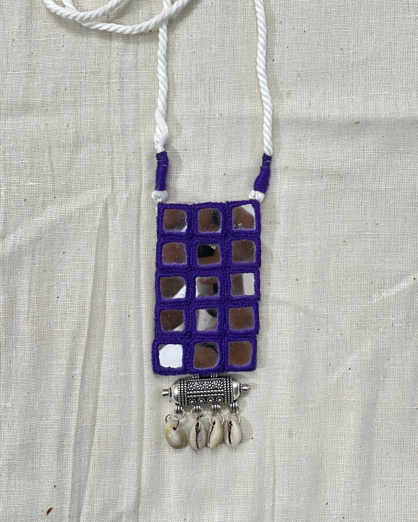 Purple Shell Pendent Mirror Neckless By Gamthi Fashion