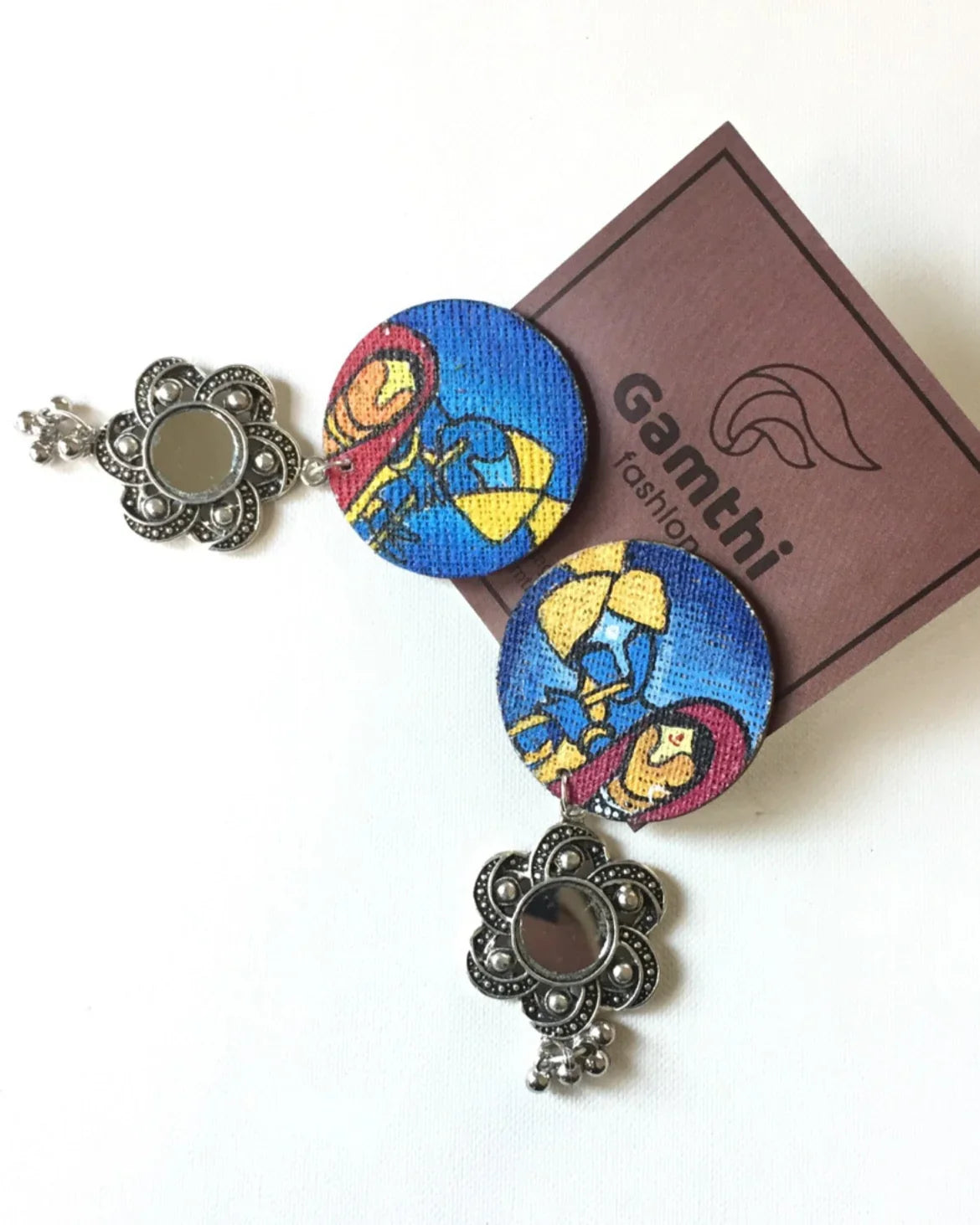 Radha Krishna Hand Painted Earring By Gamthi Fashion