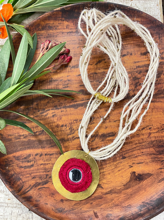 Rani pink Boho Sunray Handmade Brass Necklace By Gamthi Fashion