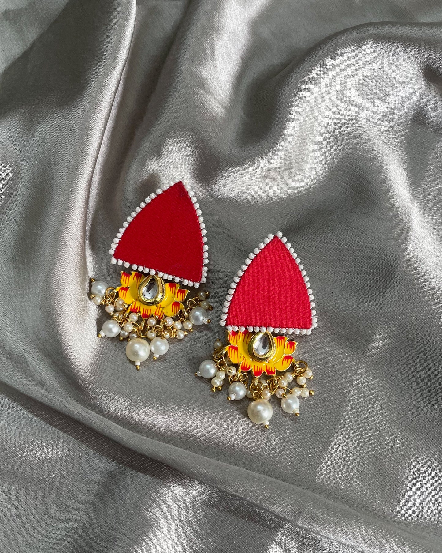 Red Lotus Earrings By Gamthi Fashion