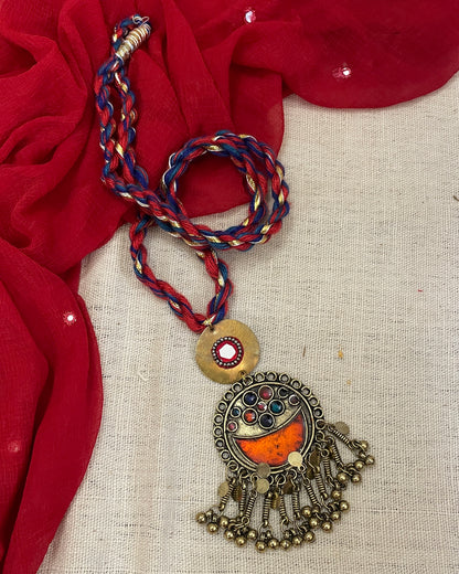 Red Sunehriya Brass Necklace By Gamthi Fashion