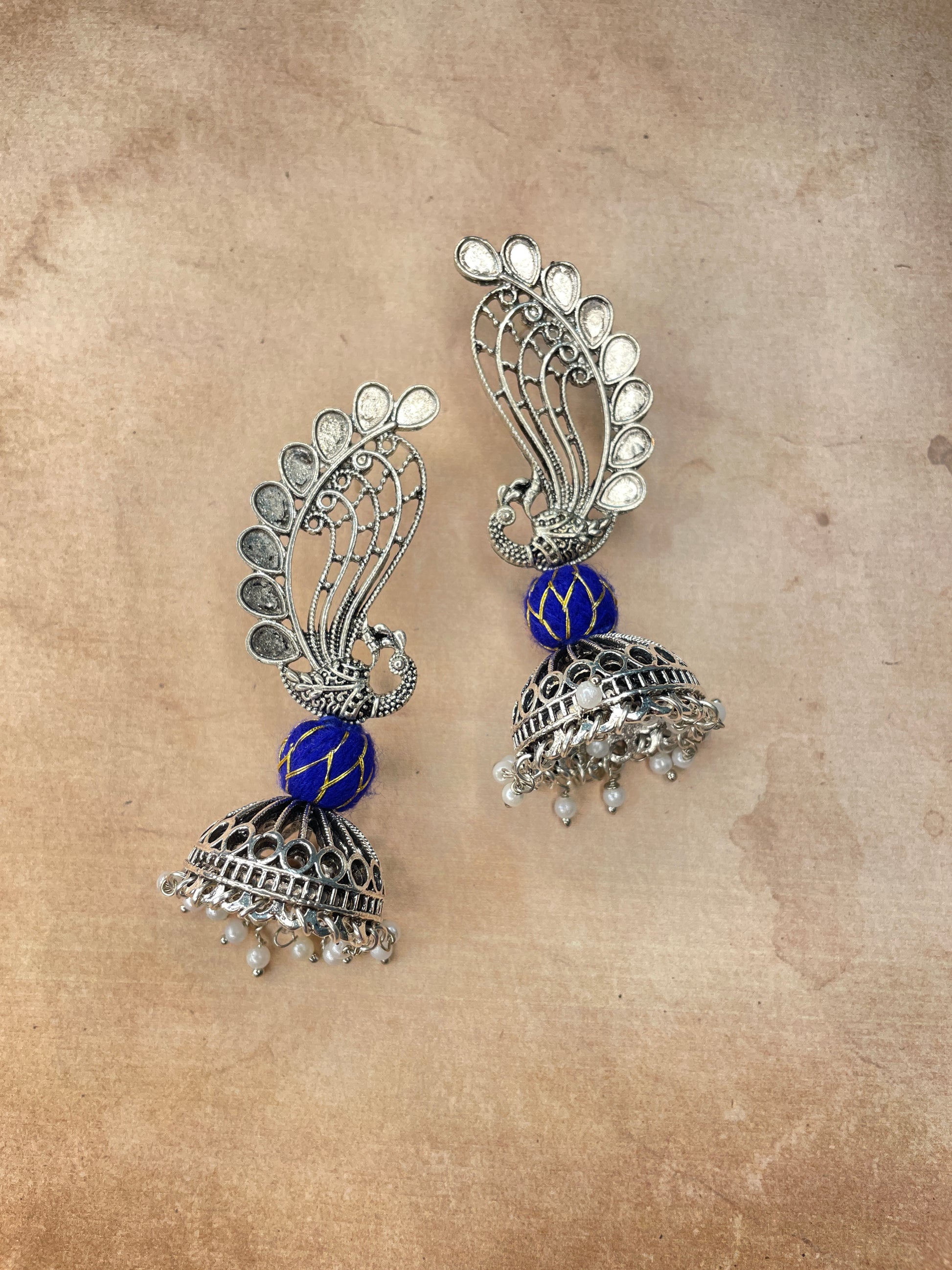 Silver Mor Pankh Jumka Earring By Gamthi Fashion