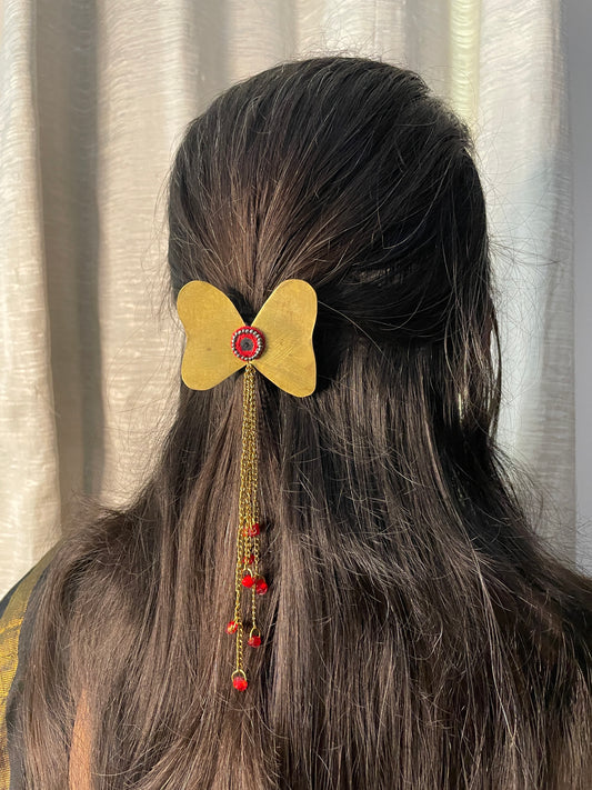 Vintage Brass Bow Star Hair Clip By Gamthi Fashion