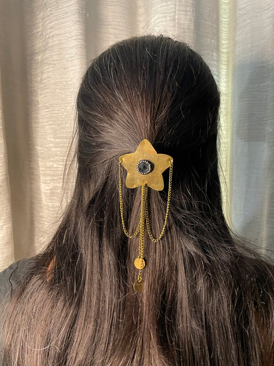 Vintage Brass Star Hair Clip By Gamthi Fashion
