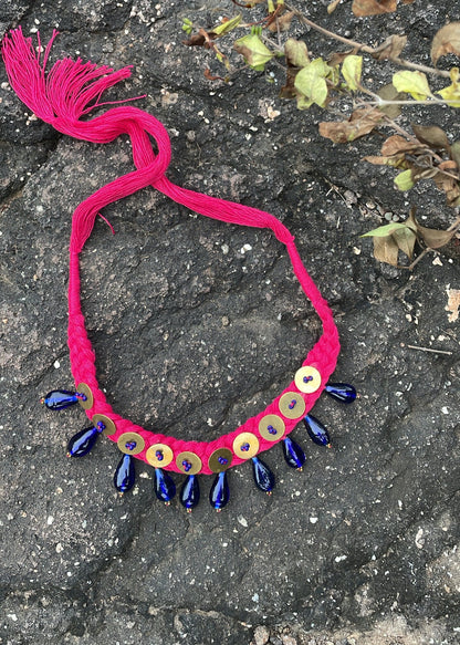 vintage Glass Beads pink Necklace