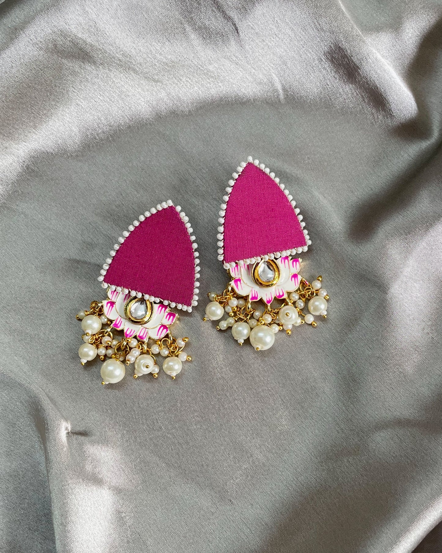 Wine Lotus Earrings By Gamthi Fashion