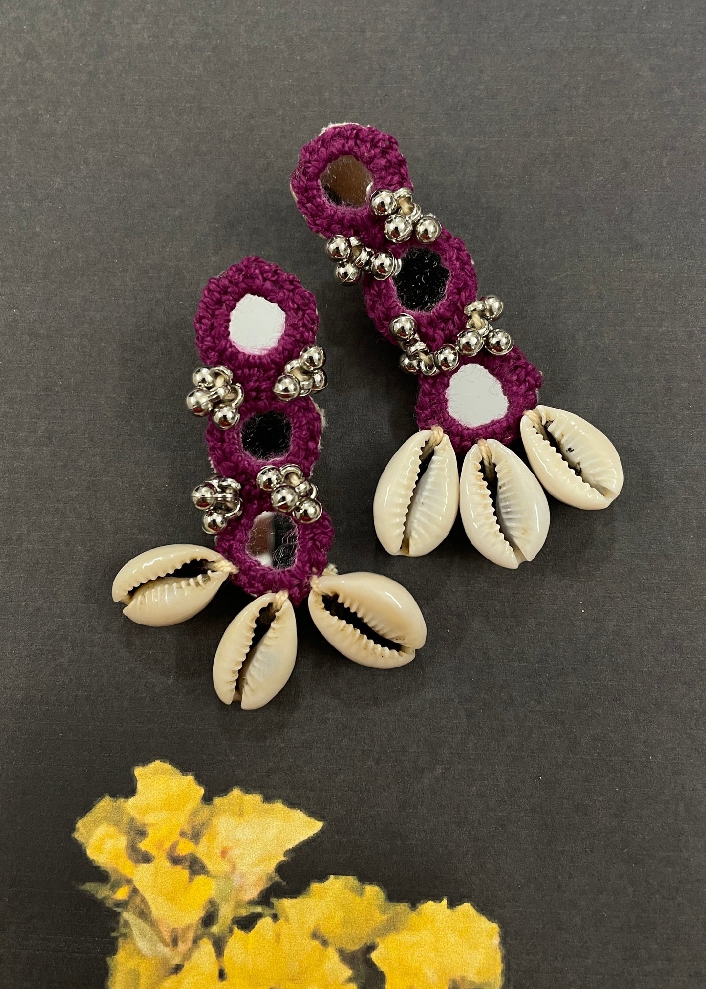 Wine Mirror Work Earrings By Gamthi Fashion