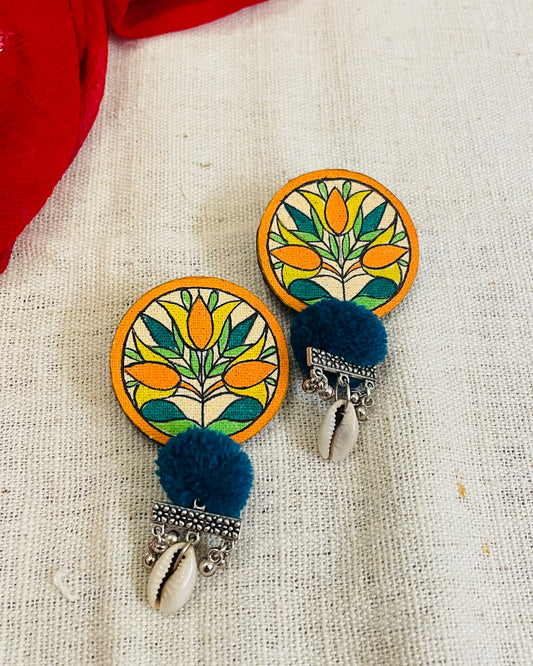 Yellow Flower Hand Painted Earring By Gamthi Fashion