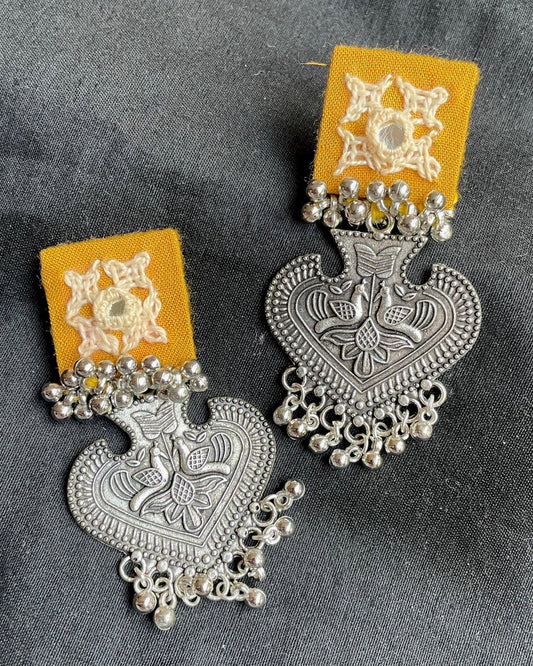 Yellow Kutchi Work vintage Earring By Gamthi Fashion