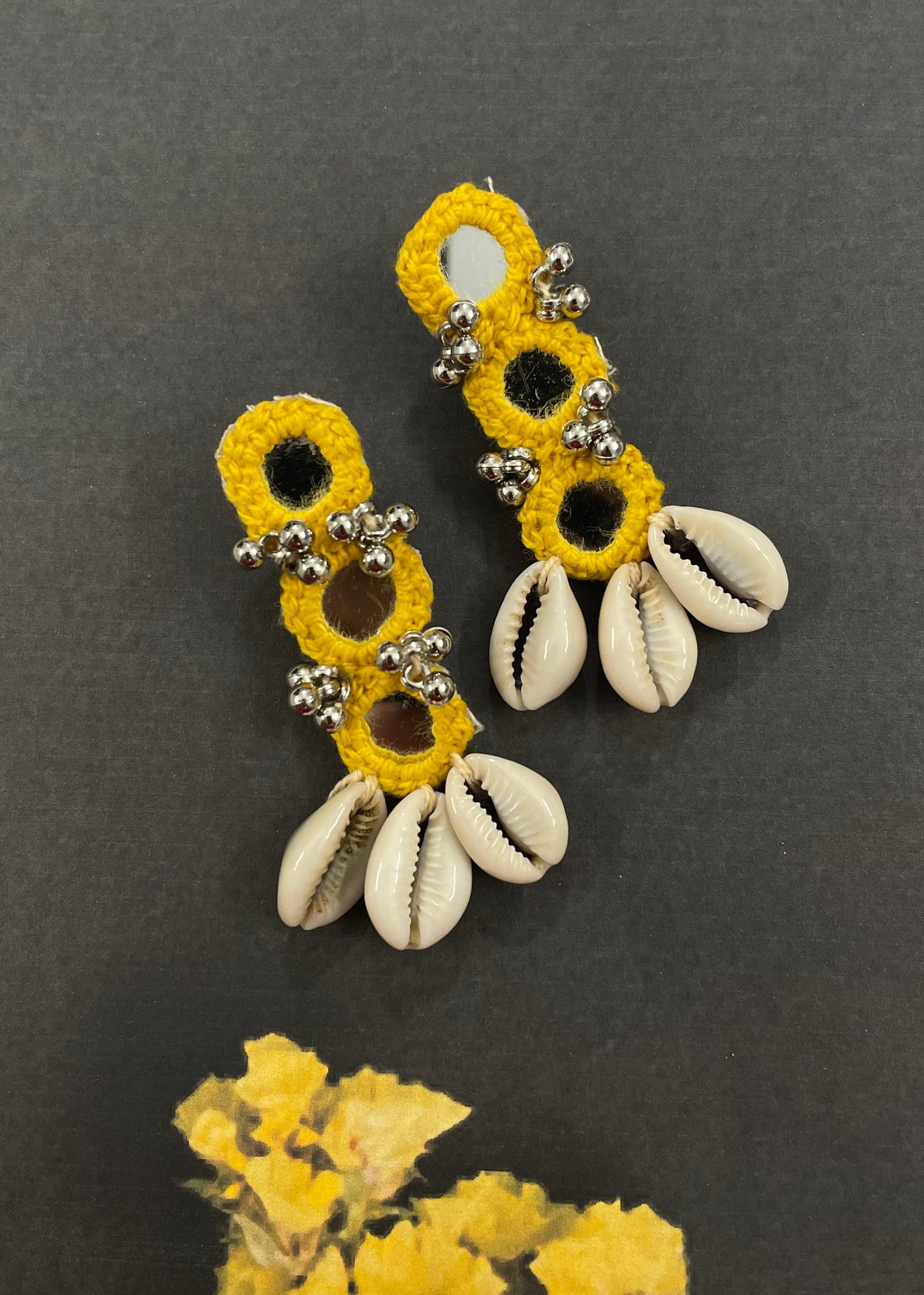 Yellow Mirror Work Earrings By Gamthi Fashion
